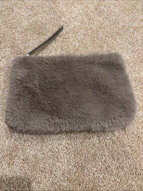 Faux Fur Wristlet Clutch in Taupe